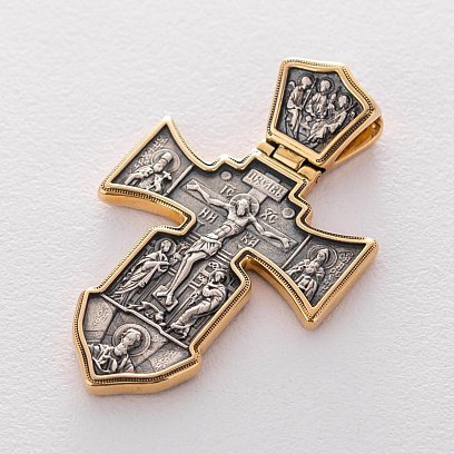 Серебряный крест с позолотой "Распятие. Ангел Хранитель" 131416 №6