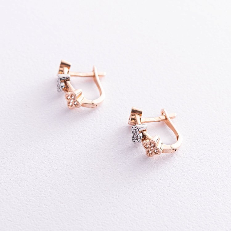 Золотые серьги "Клевер" с05926 - 1 Золотые серьги "Клевер" с05926 от ювелирного магазина Оникс - 1