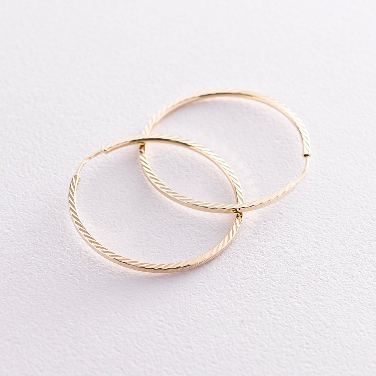 Серьги - кольца в желтом золоте (3.4 см) с07187 от ювелирного магазина Оникс