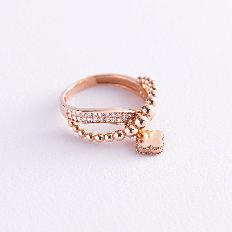 Золота каблучка "Конюшина" (фіаніт) к06234 від ювелірного магазину Онікс