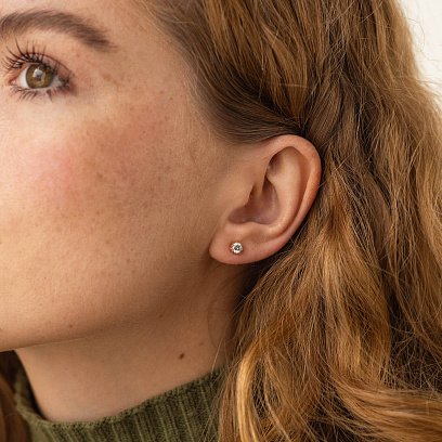 Золоті сережки-пусети з діамантами сб0398 №2