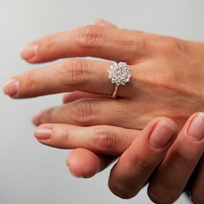 Золотое кольцо "Цветочек" с бриллиантами кб0653cha №4