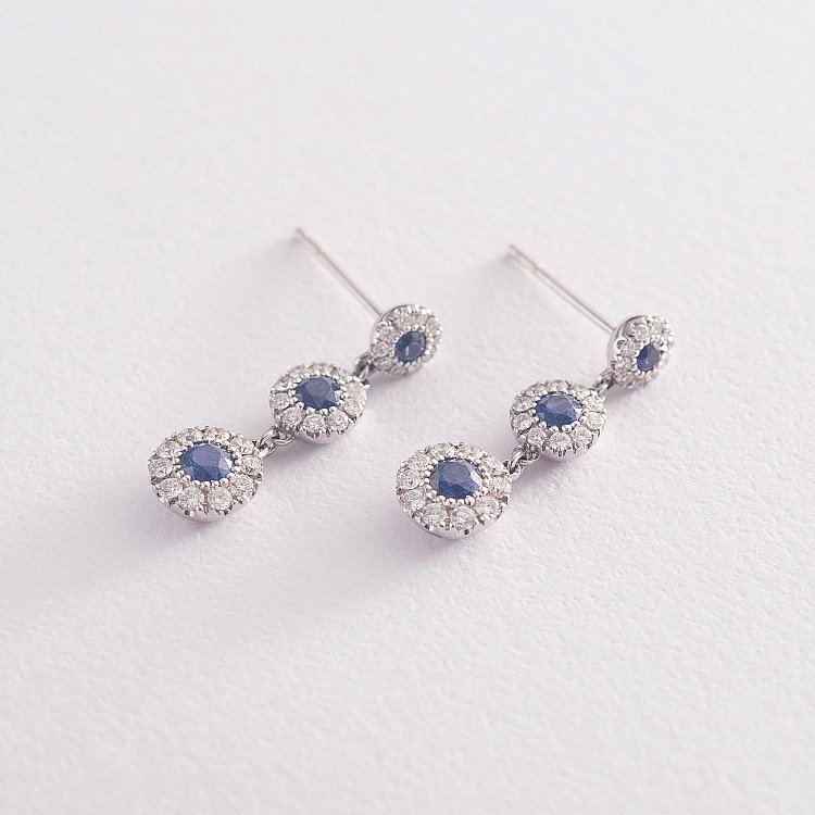 Золоті сережки з сапфірами і діамантами с442 від ювелірного магазину Онікс - 2