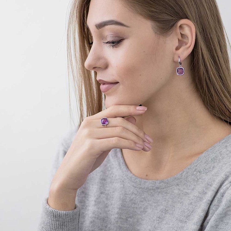 Золота каблучка з аметистом 14036000 від ювелірного магазину Онікс - 3