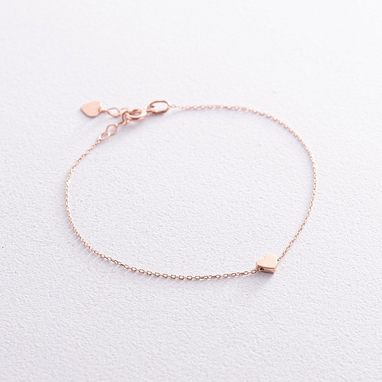 Браслет "Сердечко" у червоному золоті б05184 від ювелірного магазину Онікс