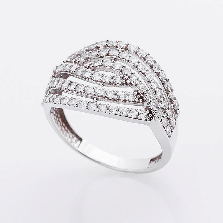 Золотое кольцо с фианитами к01395ж от ювелирного магазина Оникс