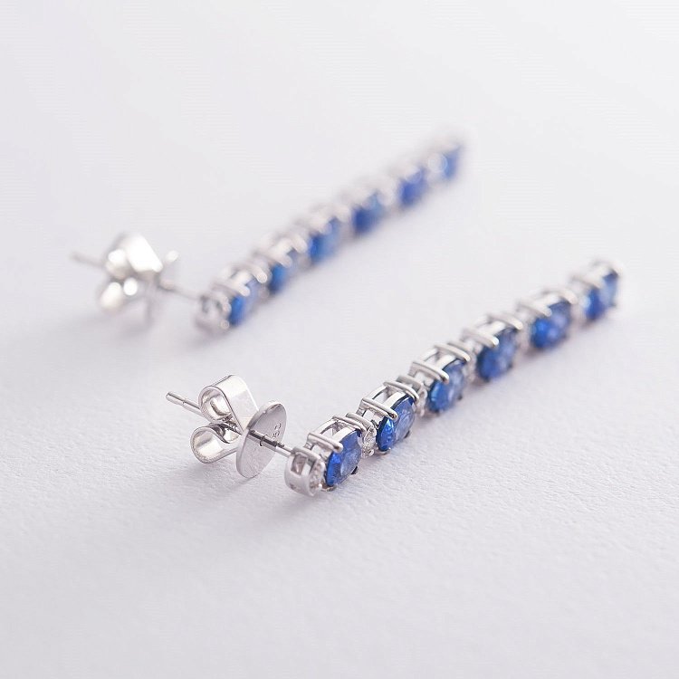 Золоті сережки (сапфір, діамант) сб0122dkn від ювелірного магазину Онікс - 2