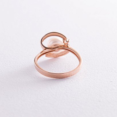 Золотое кольцо с жемчугом и фианитами к07211 №4