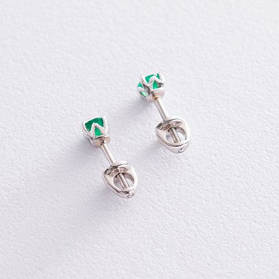 Сережки - пусети з оніксом в білому золоті с06816 №7