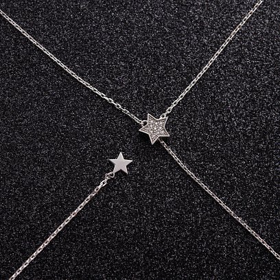 Серебряное колье - галстук "Звездочки" с фианитами 1467 №5