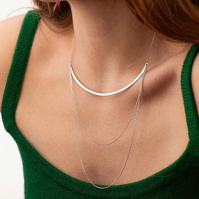 Тройное серебряное колье 908-01332 №4