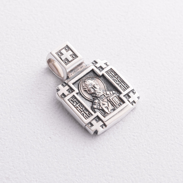 Срібна ладанка "Святитель Миколай. Ангел Охоронець" 13444 від ювелірного магазину Онікс