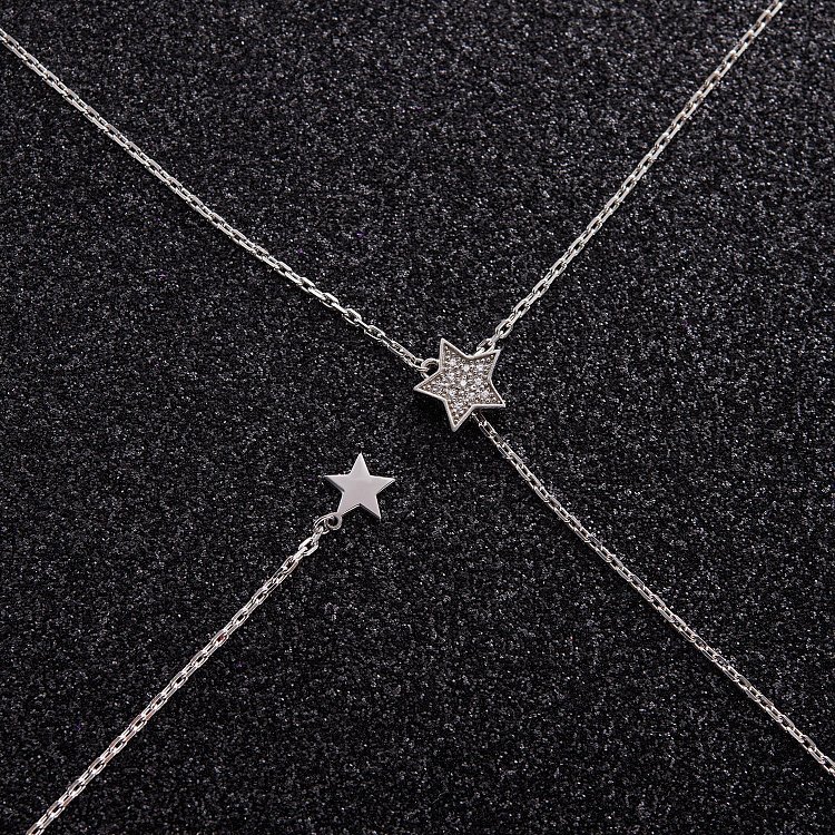 Серебряное колье - галстук "Звездочки" с фианитами 1467 от ювелирного магазина Оникс - 4