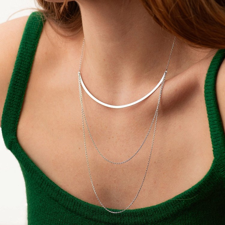 Тройное серебряное колье 908-01332 от ювелирного магазина Оникс - 3