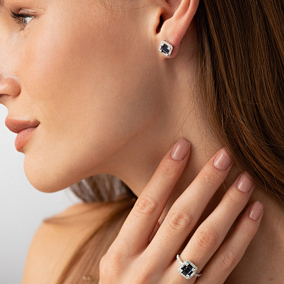 Золотое кольцо с бриллиантами и сапфирами кб0563mi №4