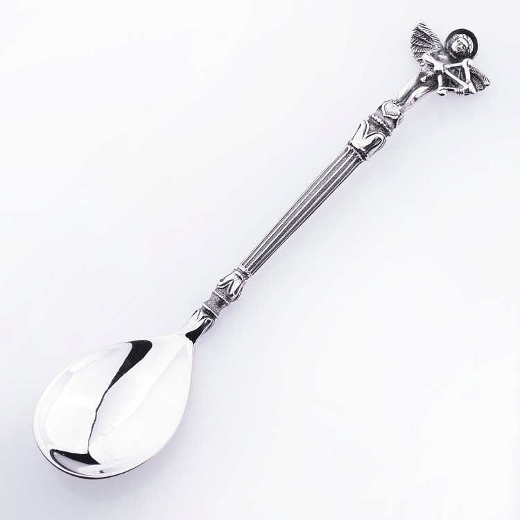 Серебряная ложка с ангелочком 24020 от ювелирного магазина Оникс