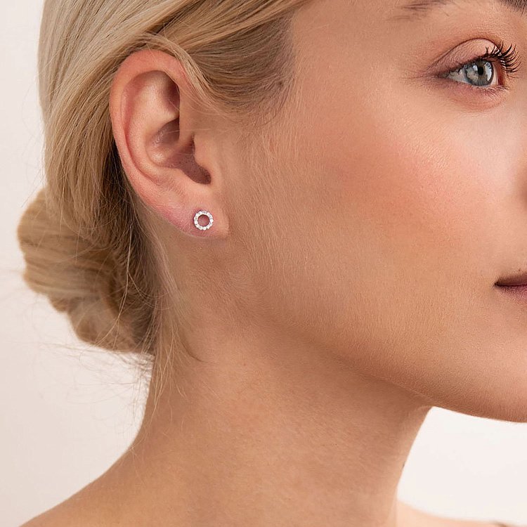 Золоті сережки "Маленький круговорот" з діамантами 102-10055 від ювелірного магазину Онікс - 1