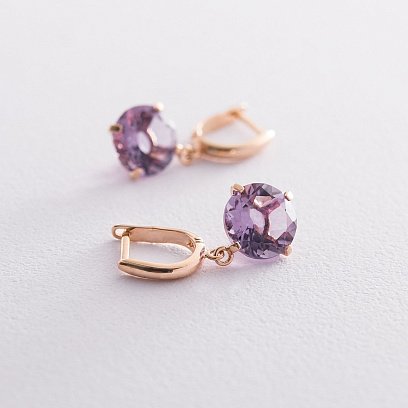 Золоті сережки "Захоплення" з аметистом с05299 №5