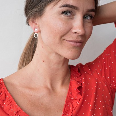 Серебряные серьги-пусеты "Оригинальность" 122508 №5