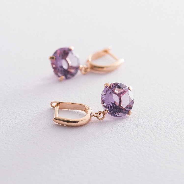 Золоті сережки "Захоплення" з аметистом с05299 від ювелірного магазину Онікс - 4