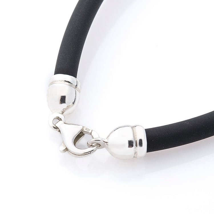 Каучуковий браслет з срібною вставкою "Пантери" 141242 від ювелірного магазину Онікс - 2