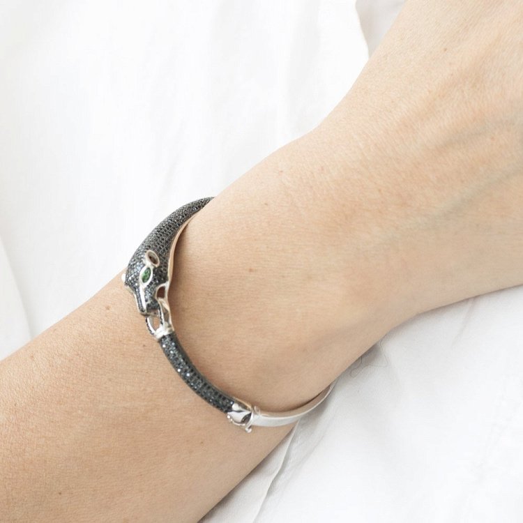 Золотий браслет "Пантера" (фіаніти) б03930 від ювелірного магазину Онікс - 3