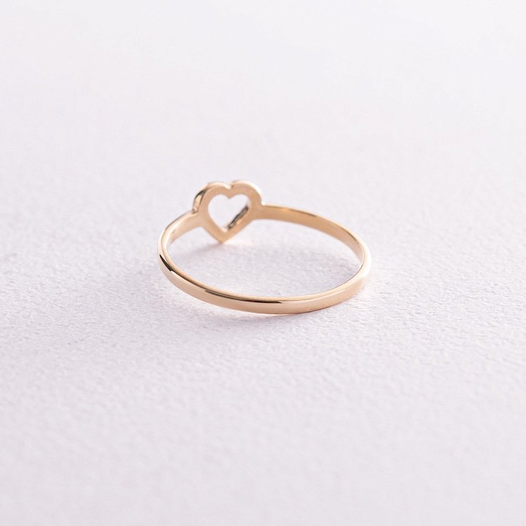 Кольцо "Сердечко с фианитом" в желтом золоте к07109 от ювелирного магазина Оникс - 2