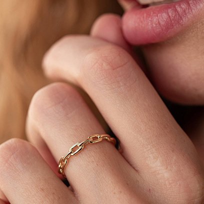 Каблучка "Ланцюжок" у жовтому золоті к07110 №10