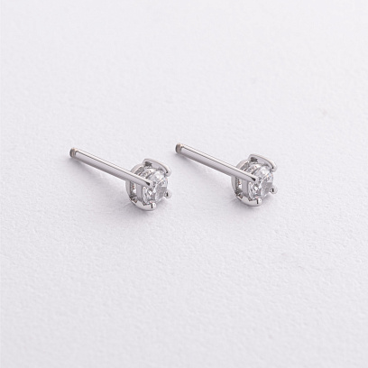 Серебряные серьги - пусеты с фианитами 123331