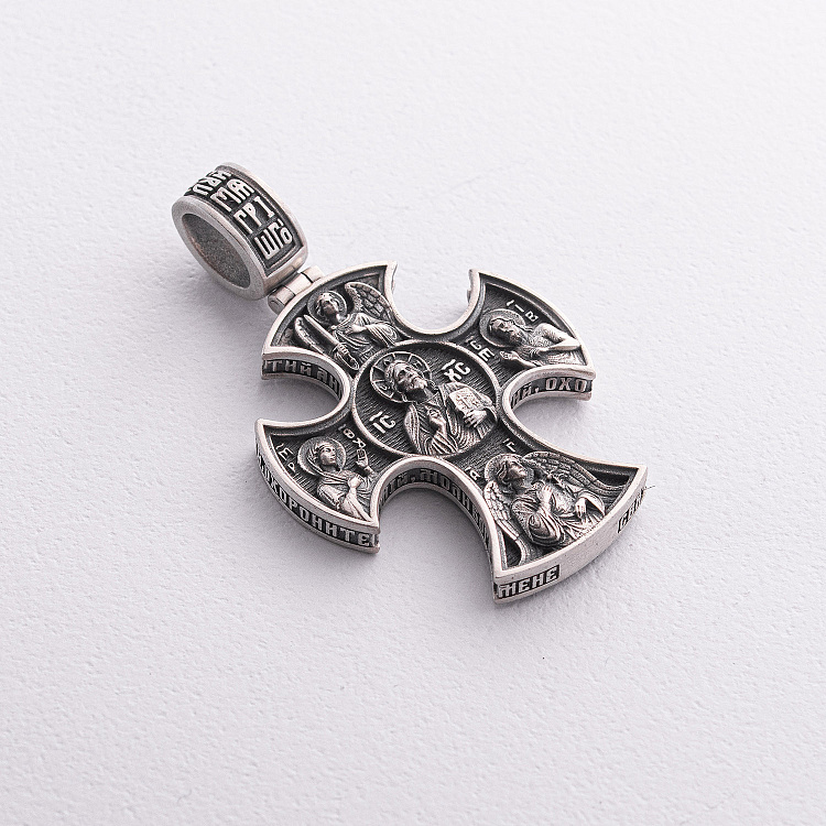 Серебряный крест "Иисус Христос Пантократор. Ангел Хранитель и Святые" 1937 от ювелирного магазина Оникс - 3
