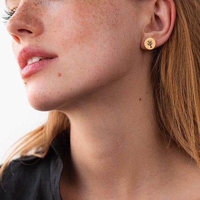 Сережки-пусети "Древо" в червоному золоті с06702 №5