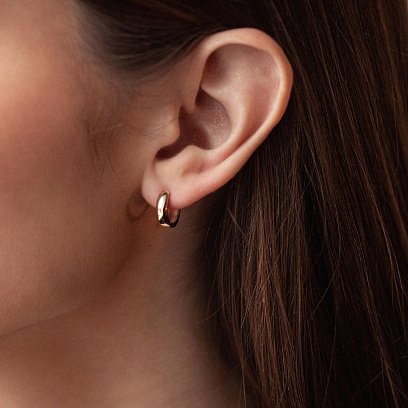 Сережки - кільця в жовтому золоті с08189 №2