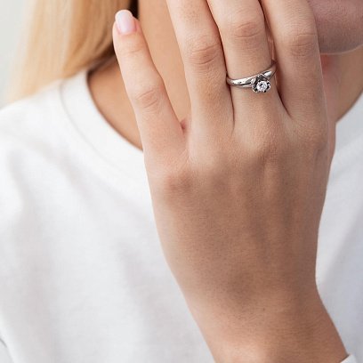 Золота каблучка "Квітка" (фіаніт) к04802 №2