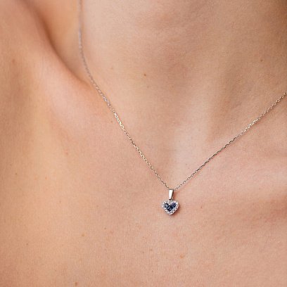 Золота підвіска "Сердечко" з діамантами і сапфірами пб0305cha №4