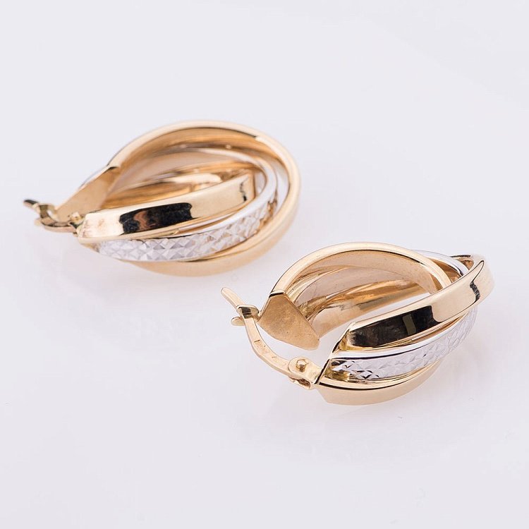 Золотые серьги (2,5см) с03419 от ювелирного магазина Оникс - 1