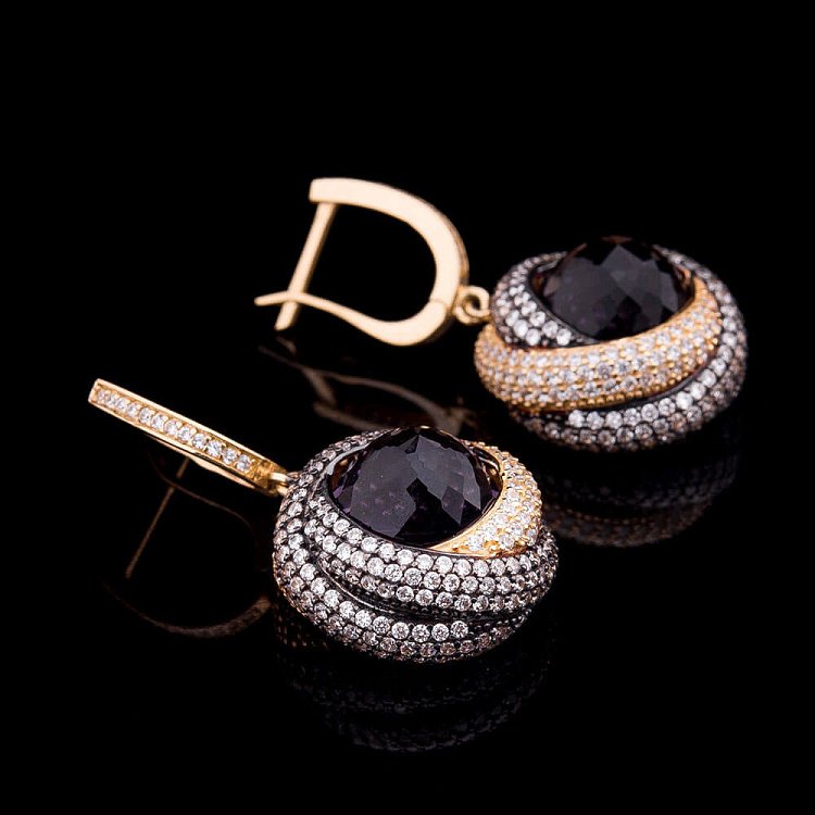 Ексклюзивні золоті сережки (фіаніти) с03556 від ювелірного магазину Онікс - 2