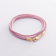 Шелковый розовый шнурок с серебряной позолоченной застежкой (2 мм) 18693