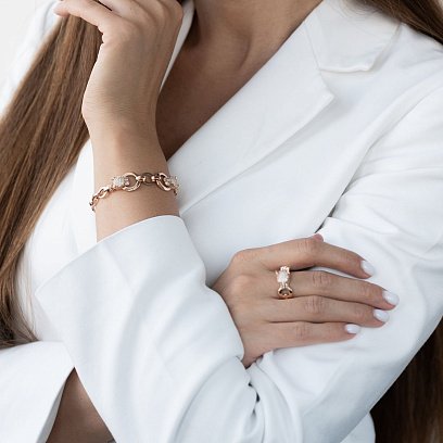 Браслет "Пантера" в красном золоте (фианиты) б02885 №3