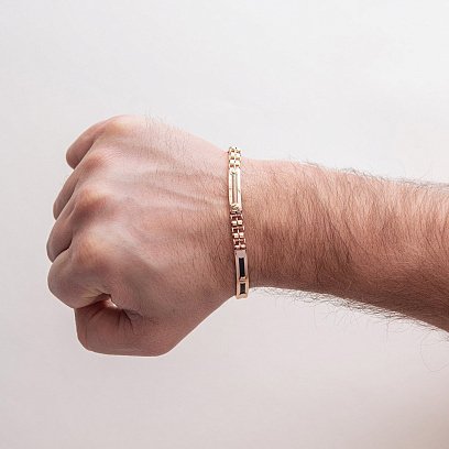 Мужской браслет в красном золоте (оникс) б05017 №2