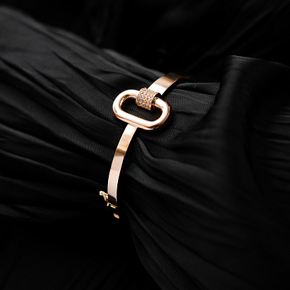 Жесткий браслет "Alice" в красном золоте (фианиты) б05734 №4