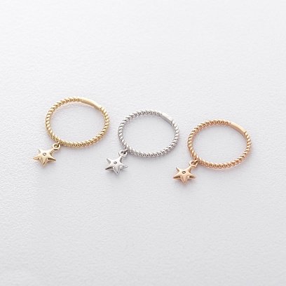 Золота каблучка "Зірка" (фіаніт) к06120 №3