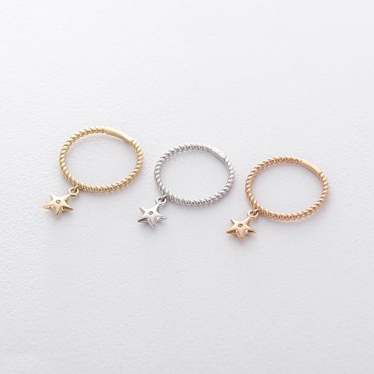 Золота каблучка "Зірка" (фіаніт) к06120 від ювелірного магазину Онікс - 3