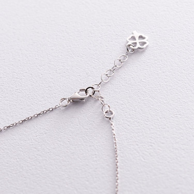 Кольє "Конюшина" в білому золоті (перламутр) кол01848 від ювелірного магазину Онікс - 8