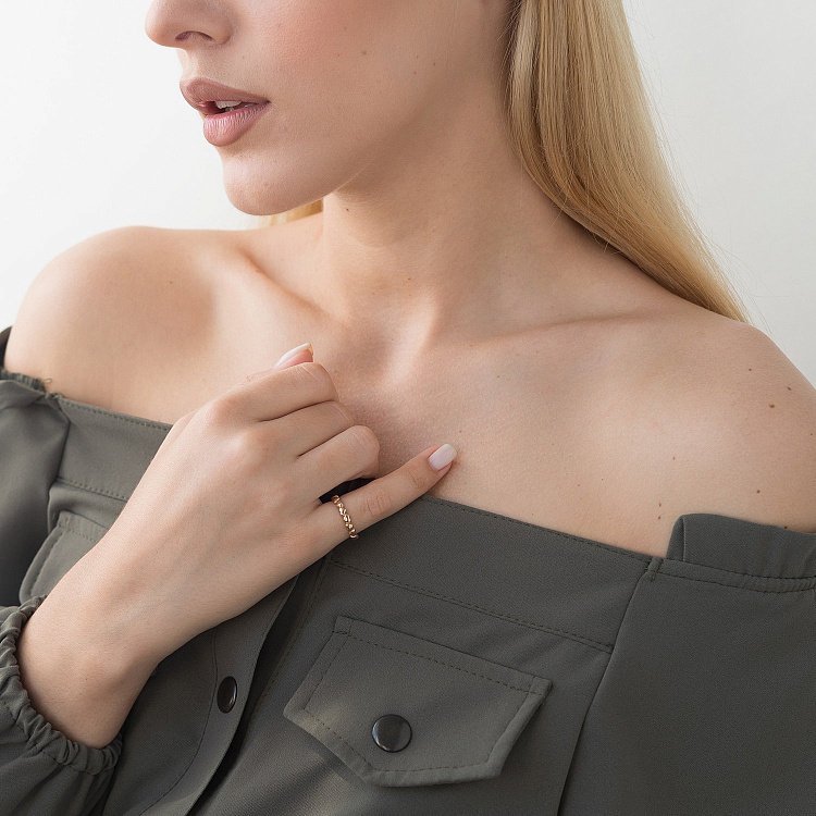 Золота каблучка "Серця" к05291 від ювелірного магазину Онікс - 7