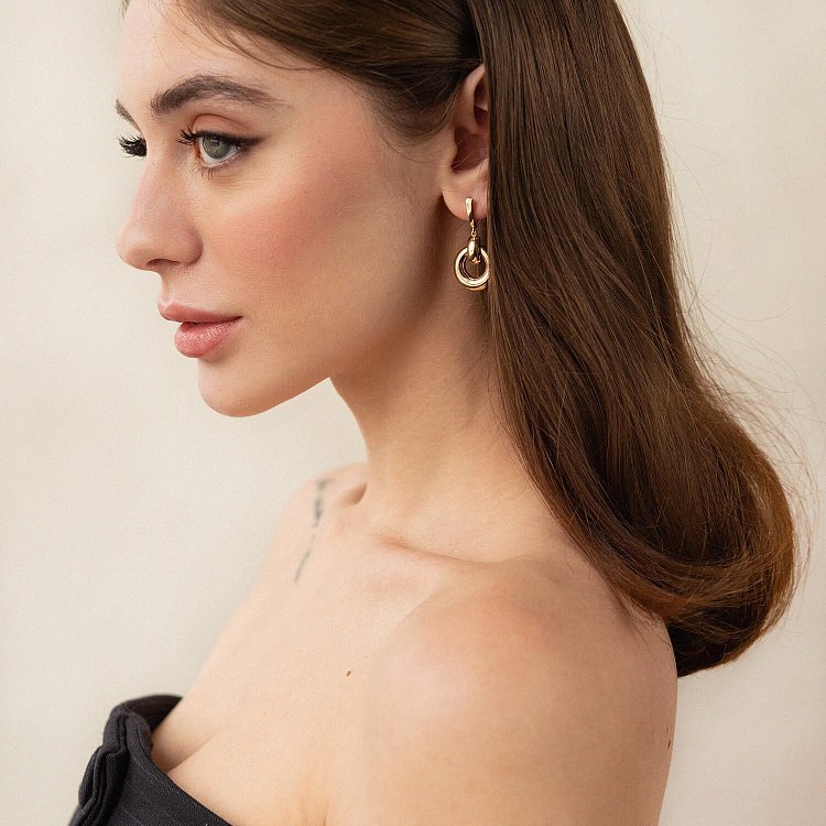 Серьги "Дакота" в желтом золоте с08114 от ювелирного магазина Оникс - 3