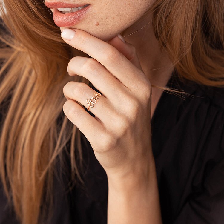 Кольцо "Love" в красном золоте к07092 от ювелирного магазина Оникс - 7