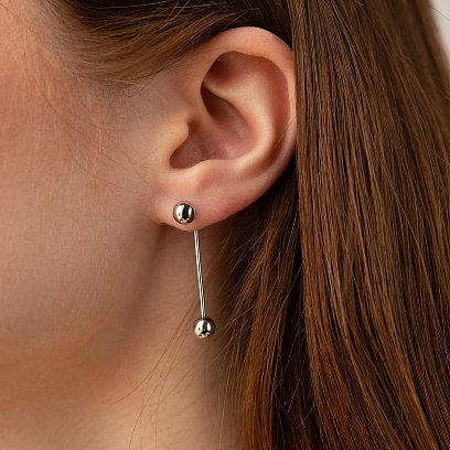 Серьги "Ophelia" с шариками (белое золото) с09417 №11