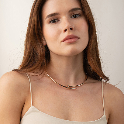 Колье "Гвоздь" в красное золоте (фианиты) кол02445 №9