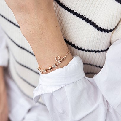 Золотой браслет "Сердце и бесконечность" с фианитами б04980 №2