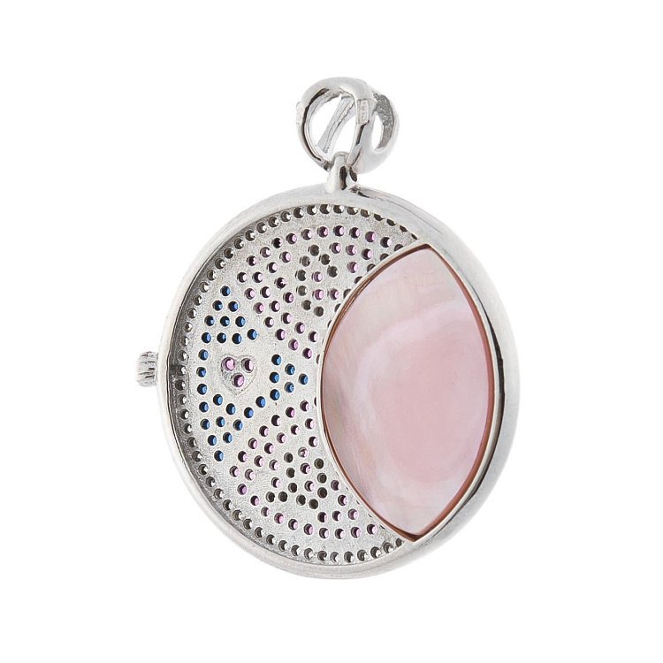 Срібний кулон "Годинник" (перламутр, фіаніти) 132639 від ювелірного магазину Онікс - 1